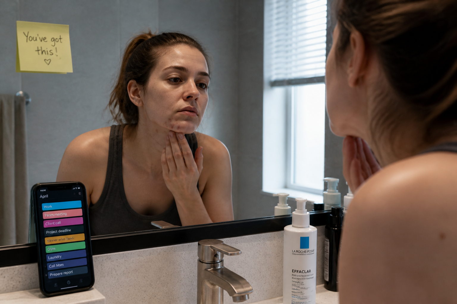 Acné adulte : causes hormonales, stress et erreurs de routine